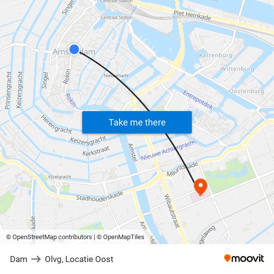 Dam to Olvg, Locatie Oost map