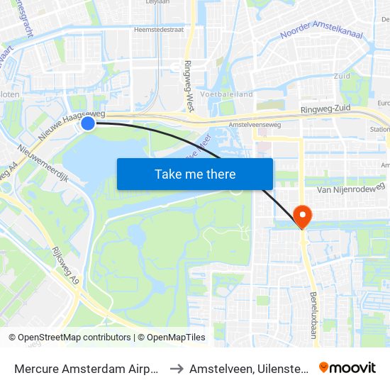 Mercure Amsterdam Airport to Amstelveen, Uilenstede map