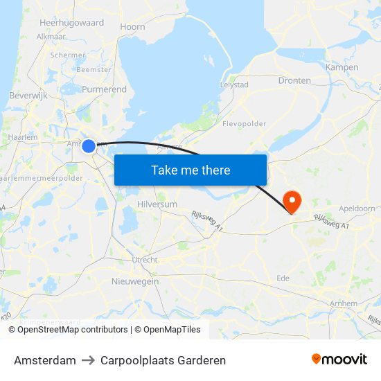 Amsterdam to Carpoolplaats Garderen map