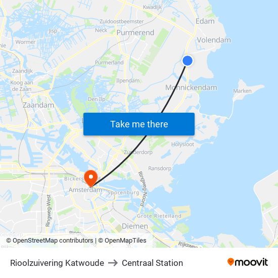 Rioolzuivering Katwoude to Centraal Station map