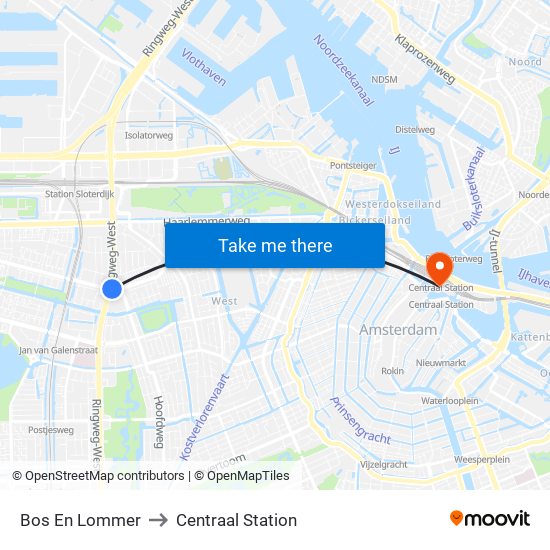 Bos En Lommer to Centraal Station map