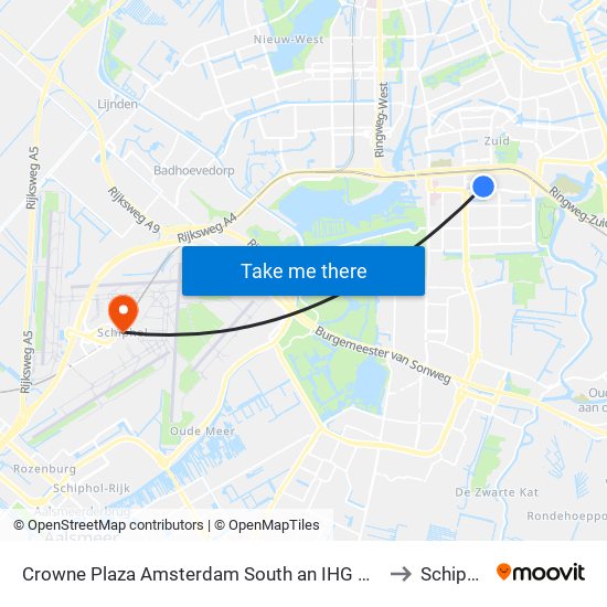 Crowne Plaza Amsterdam South an IHG Hotel to Schiphol map