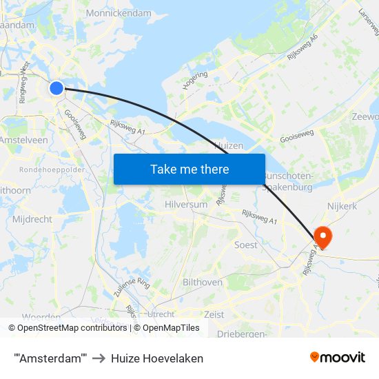 ""Amsterdam"" to Huize Hoevelaken map