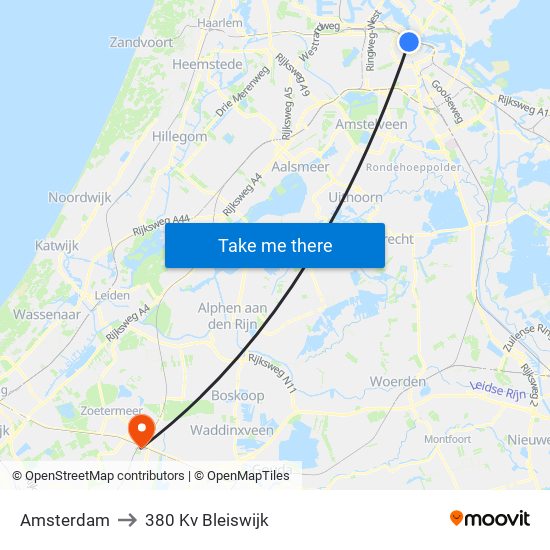 Amsterdam to 380 Kv Bleiswijk map