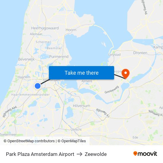 Park Plaza Amsterdam Airport to Zeewolde map