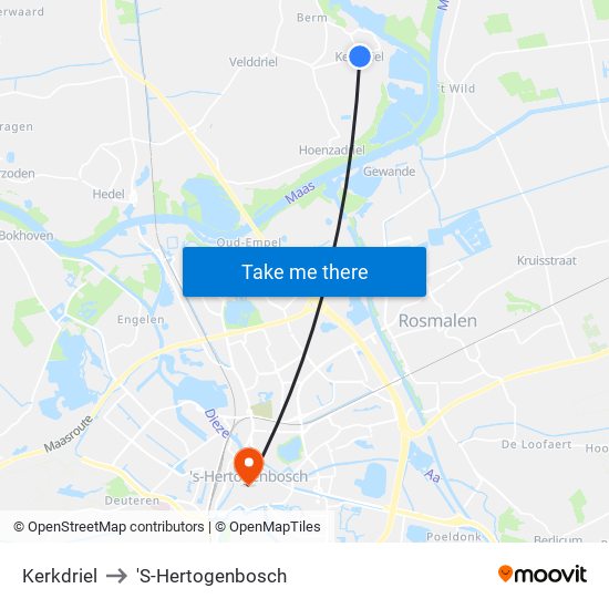 Kerkdriel to 'S-Hertogenbosch map