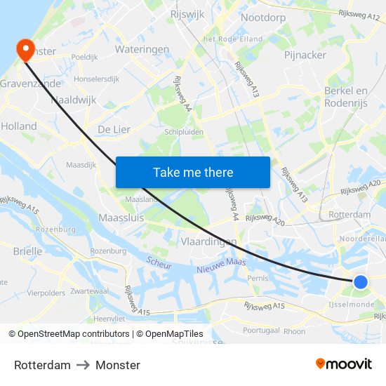 Rotterdam to Monster map