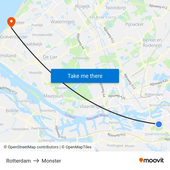 Rotterdam to Monster map
