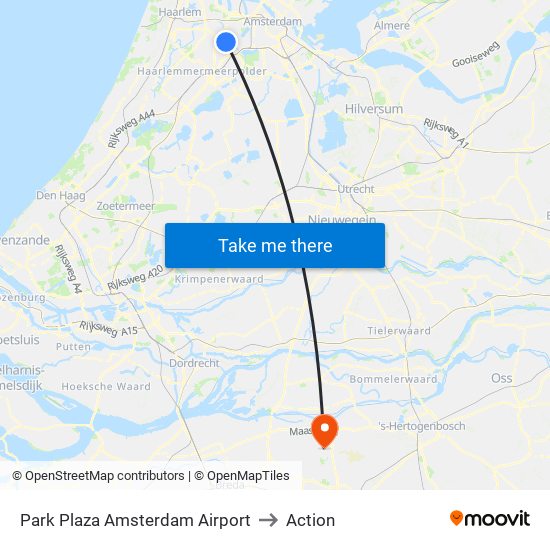 Park Plaza Amsterdam Airport to Action map