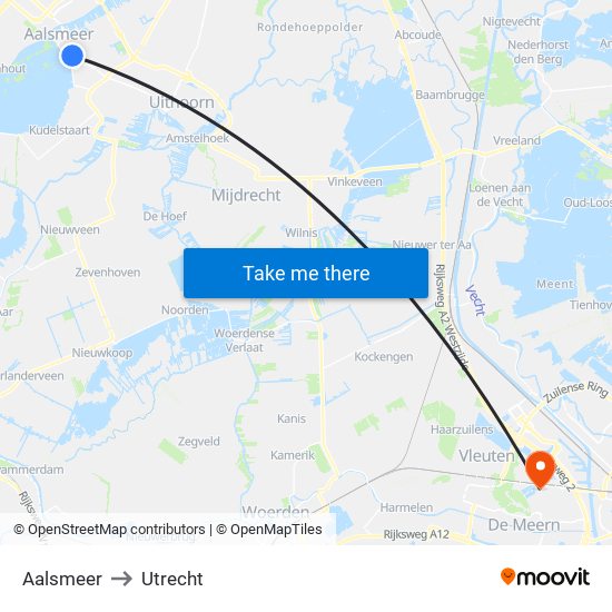 Aalsmeer to Utrecht map