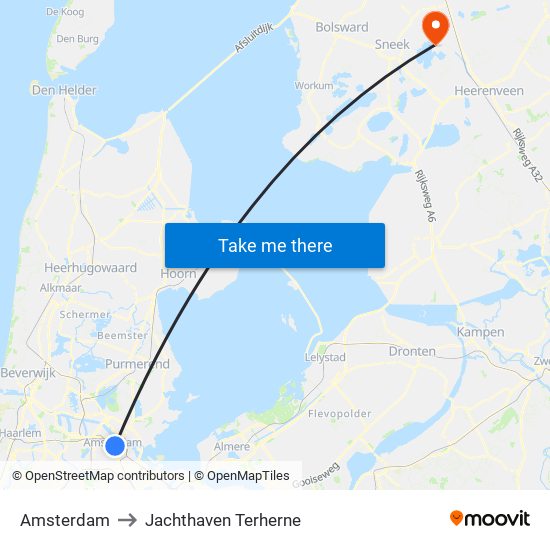 Amsterdam to Jachthaven Terherne map