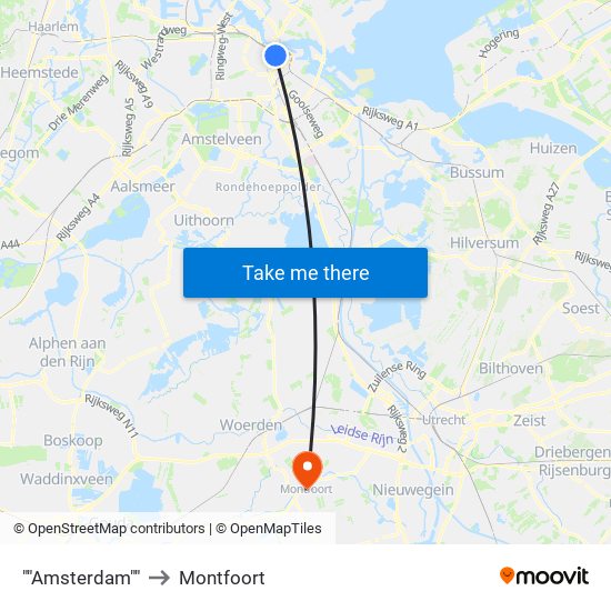 ""Amsterdam"" to Montfoort map