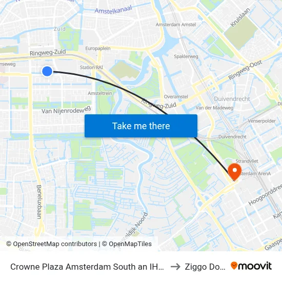 Crowne Plaza Amsterdam South an IHG Hotel to Ziggo Dome map