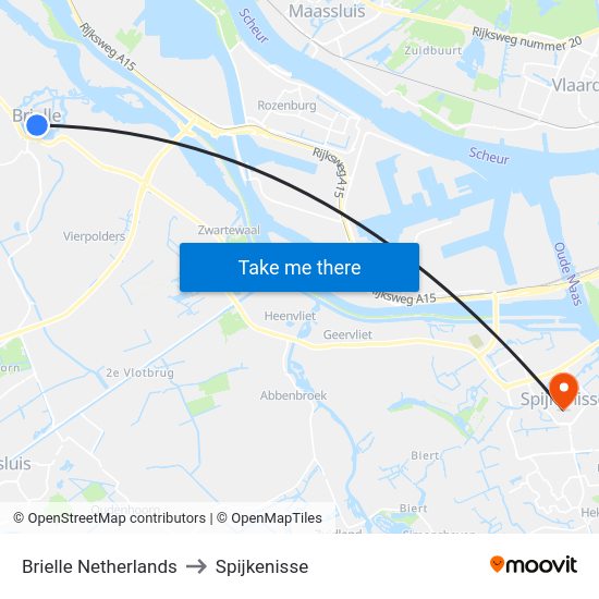 Brielle Netherlands to Spijkenisse map