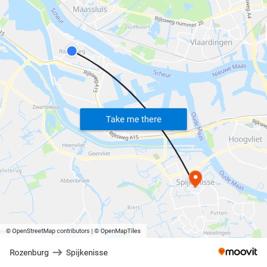 Rozenburg to Spijkenisse map