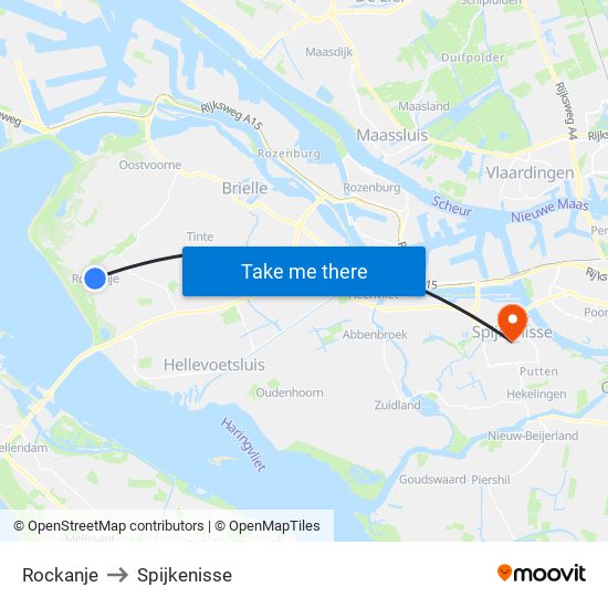Rockanje to Spijkenisse map