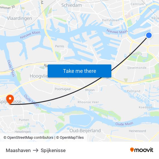 Maashaven to Spijkenisse map