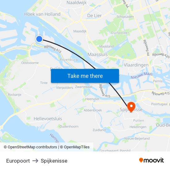 Europoort to Spijkenisse map