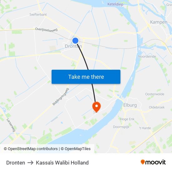 Dronten to Kassa's Walibi Holland map