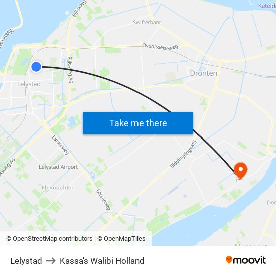 Lelystad to Kassa's Walibi Holland map