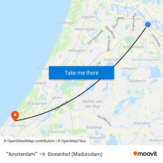 ""Amsterdam"" to Binnenhof (Madurodam) map