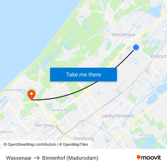 Wassenaar to Binnenhof (Madurodam) map