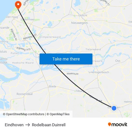 Eindhoven to Rodelbaan Duinrell map