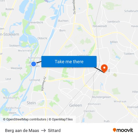 Berg aan de Maas to Sittard map