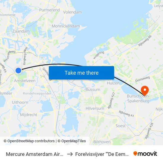 Mercure Amsterdam Airport to Forelvisvijver ""De Eemhof"" map