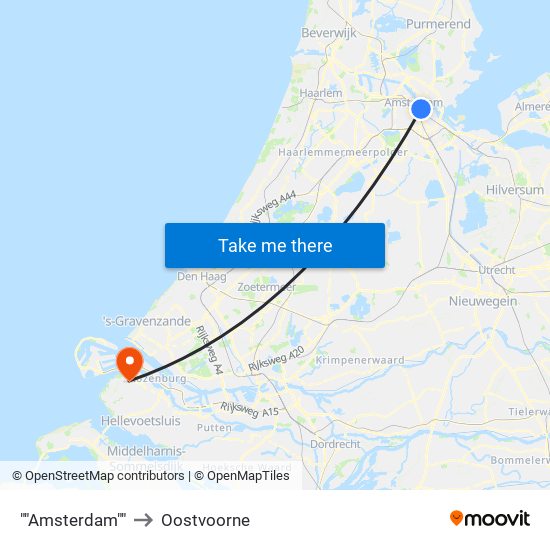 ""Amsterdam"" to Oostvoorne map