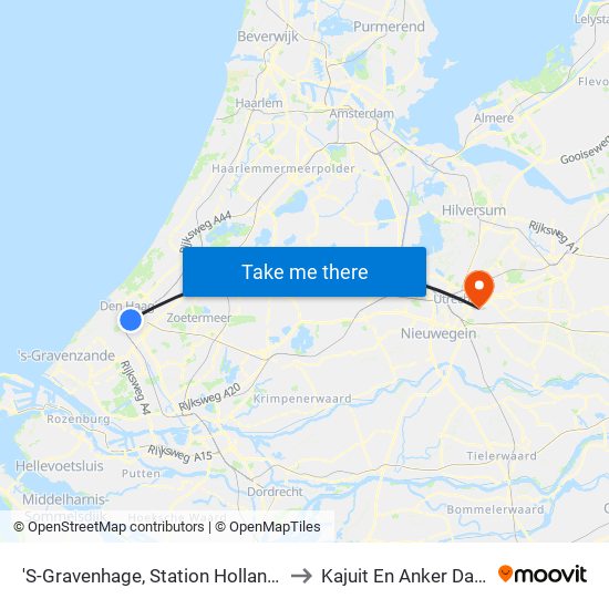 'S-Gravenhage, Station Hollands Spoor (Perron A) to Kajuit En Anker Dagbehandeling map