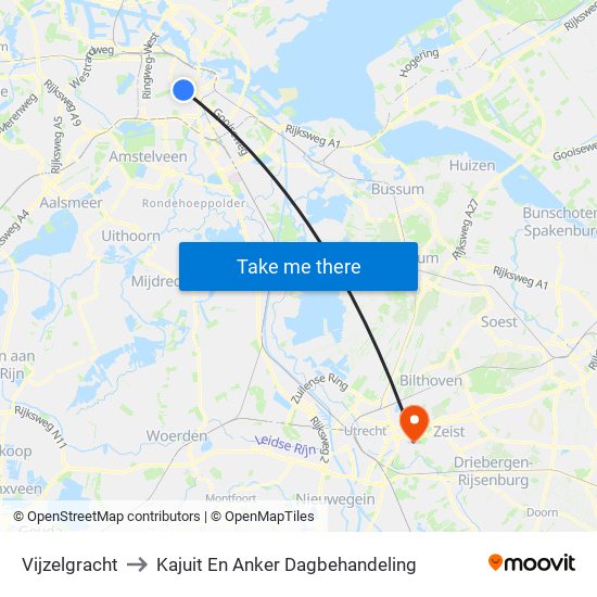 Vijzelgracht to Kajuit En Anker Dagbehandeling map