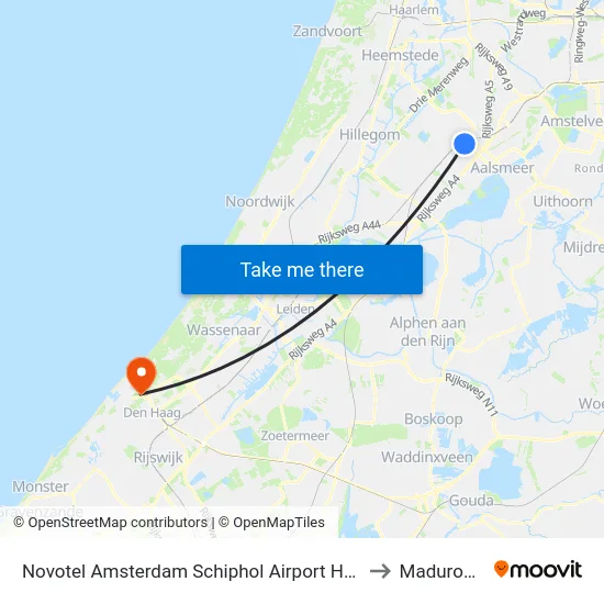 Novotel Amsterdam Schiphol Airport Hoofddorp to Madurodam map