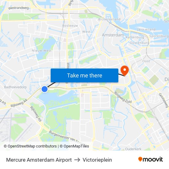 Mercure Amsterdam Airport to Victorieplein map