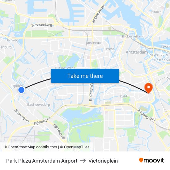 Park Plaza Amsterdam Airport to Victorieplein map