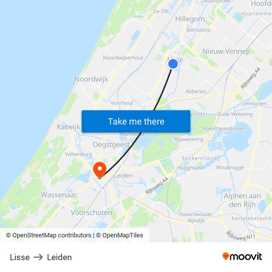 Lisse to Leiden map