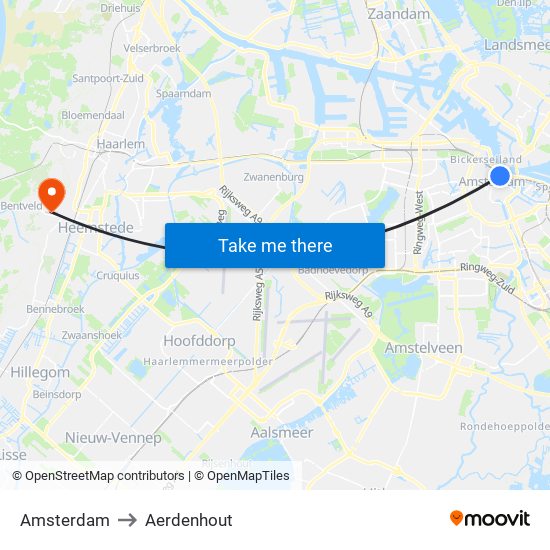 Amsterdam to Aerdenhout map