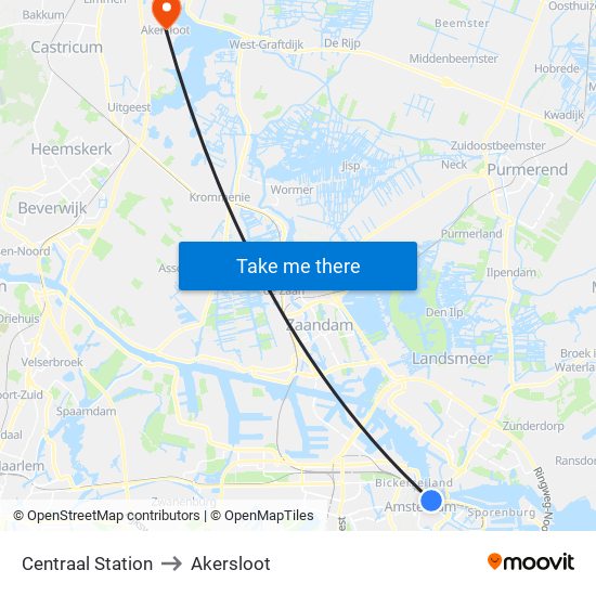 Centraal Station to Akersloot map