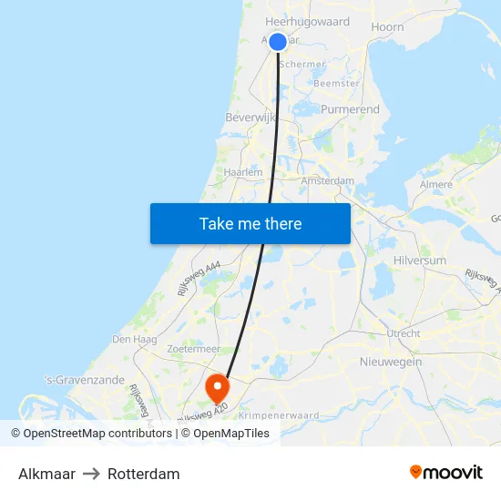 Alkmaar to Rotterdam map