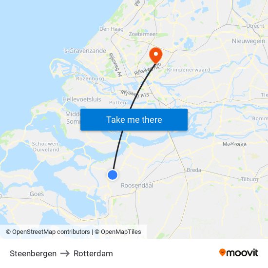 Steenbergen to Rotterdam map