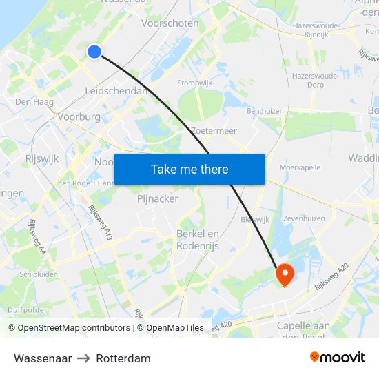 Wassenaar to Rotterdam map