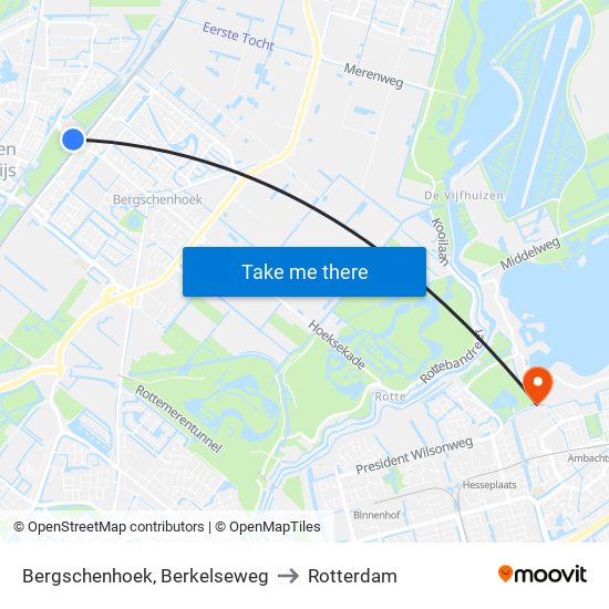 Bergschenhoek, Berkelseweg to Rotterdam map