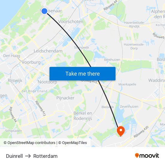 Duinrell to Rotterdam map