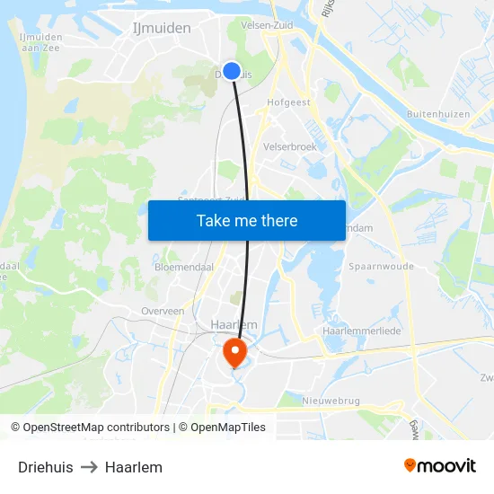 Driehuis to Haarlem map