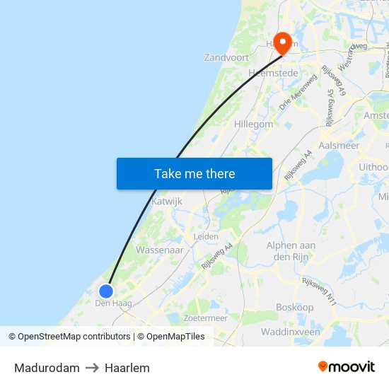 Madurodam to Haarlem map