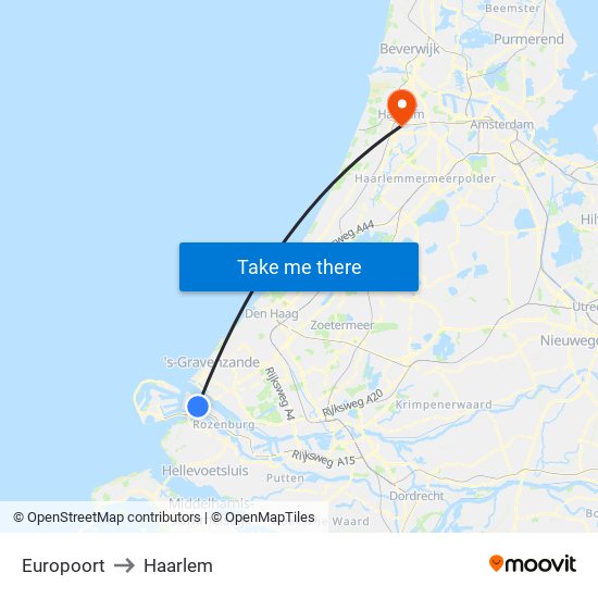 Europoort to Haarlem map