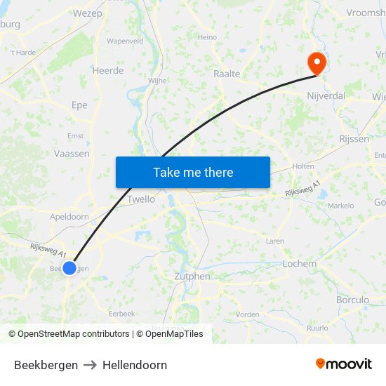 Beekbergen to Hellendoorn map