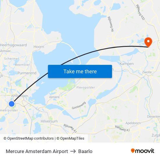 Mercure Amsterdam Airport to Baarlo map