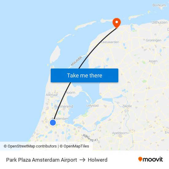 Park Plaza Amsterdam Airport to Holwerd map