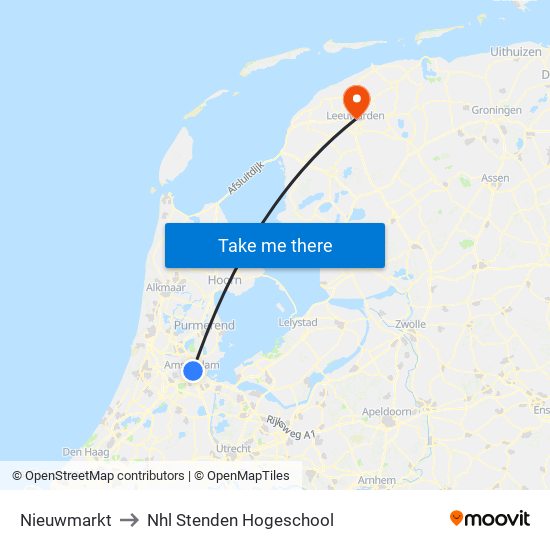 Nieuwmarkt to Nhl Stenden Hogeschool map